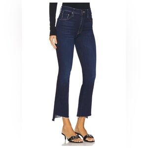 MOTHER Women’s Denim The Insider Crop Step Fray Jeans “Off Limits” Dark Blue 24